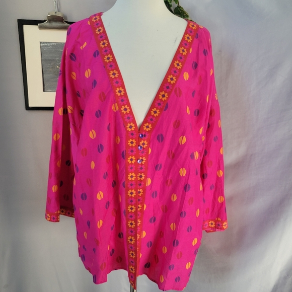 Gudrun Sjoden Tops - Gudrun Sjoden Dorotea Cotton/Silk Button Front Print Jacket XL